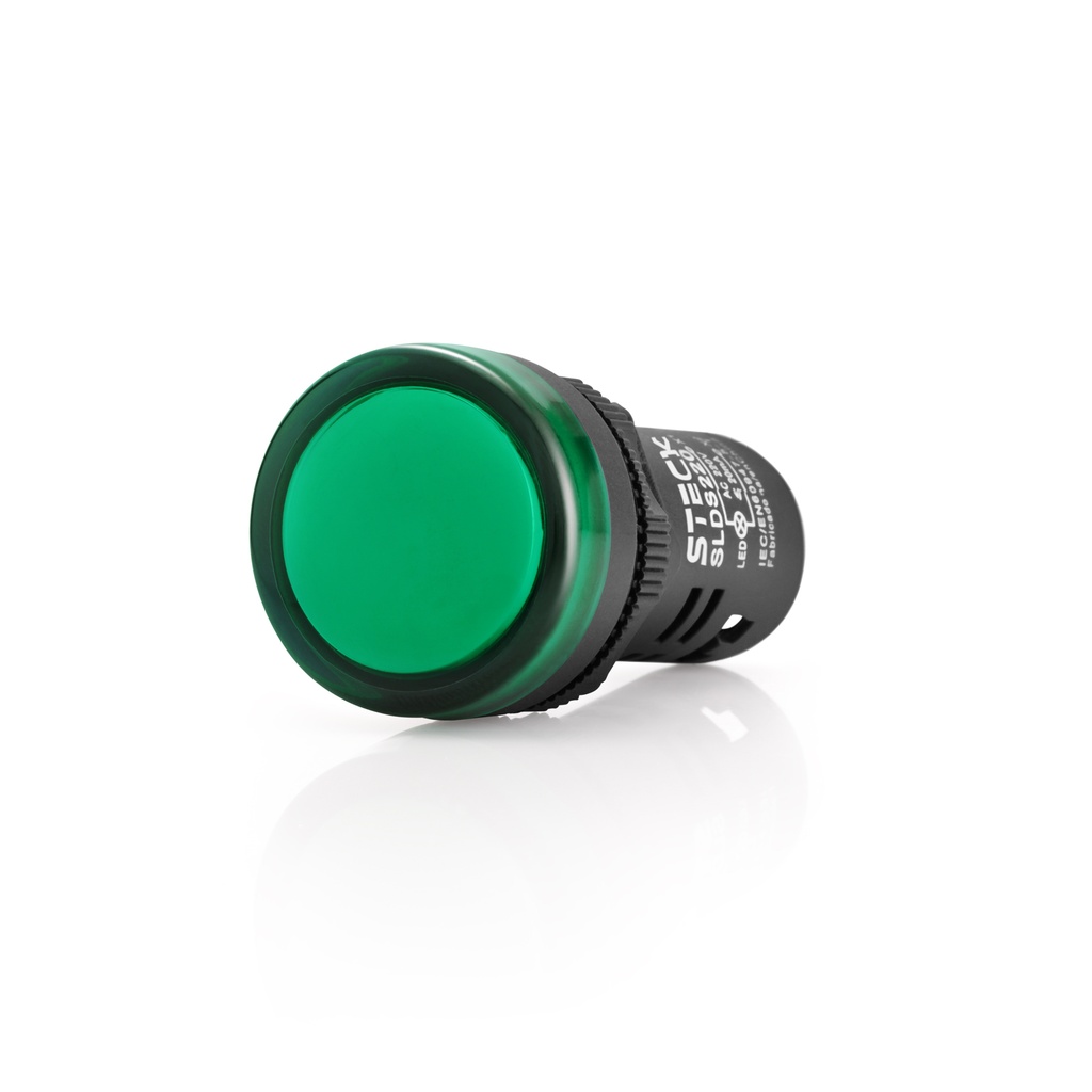 PILOTO LUMINOSO PLASTICO LED MONOBLOQUE VERDE 220VCA 