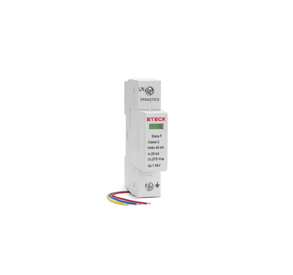 PROTECTOR DE SOBRETENSION DPS 1P CON CARTUCHO 40KA 275VCA CLASE II CON SEÑALIZACION